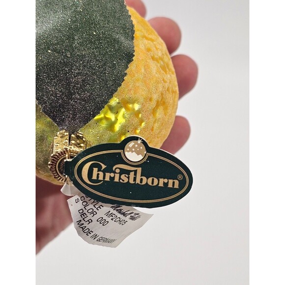 NEW VINTAGE Christborn Marshall Field's Blown Glass Sparkly Lemon Ornament Fruit - Picture 7 of 7